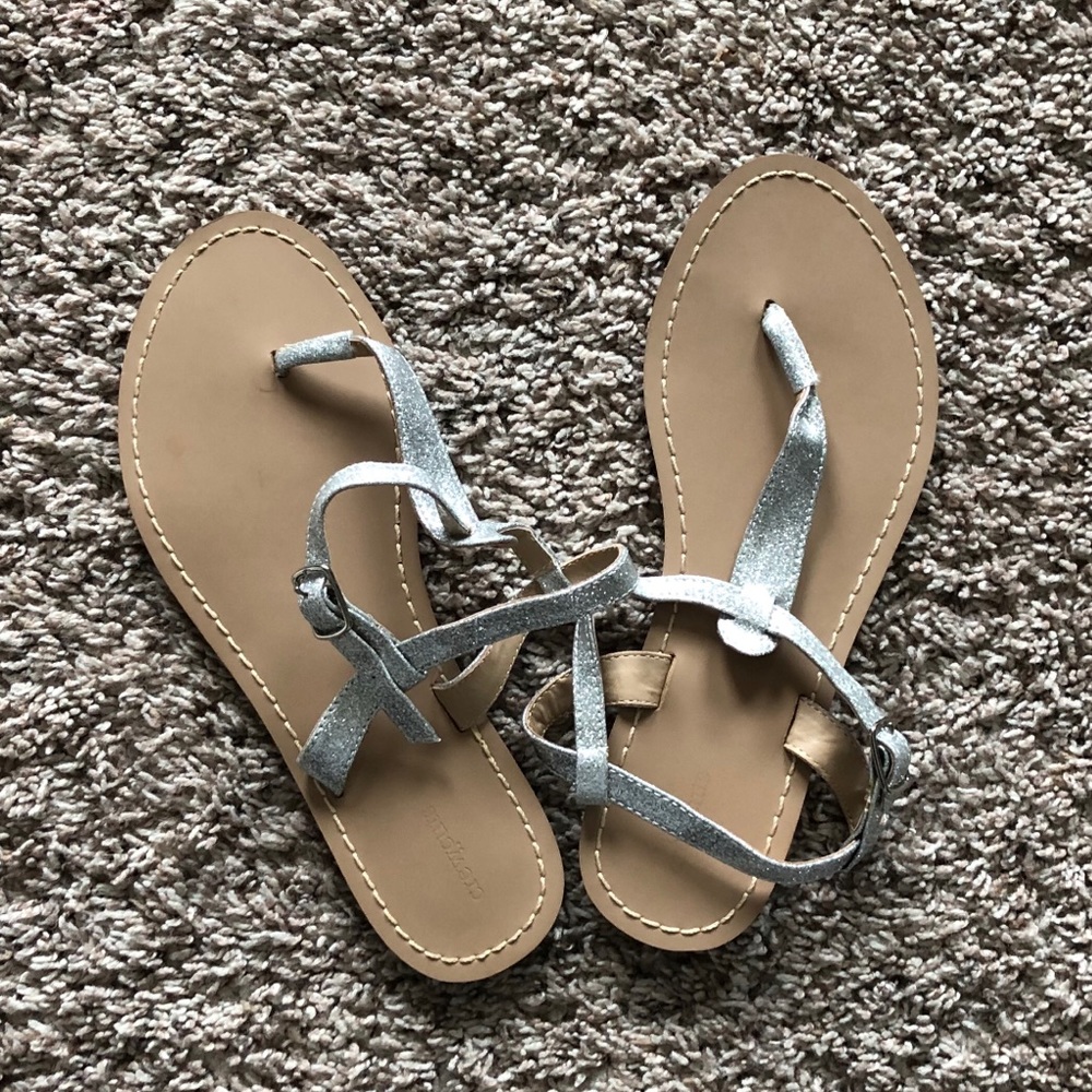 J Crew girls t-strap glitter Sandals